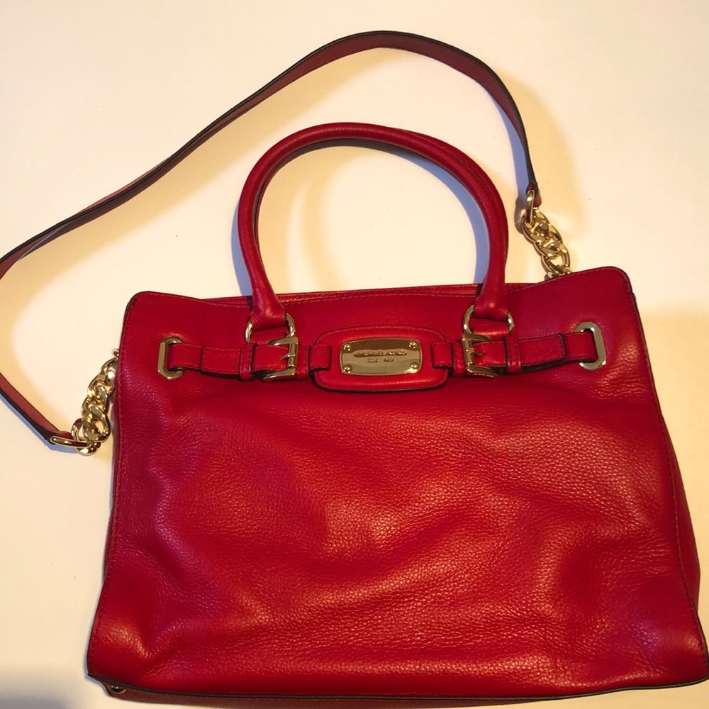 Maybe used once? Soft red large crossbody mk